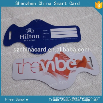 hot selling pvc materiel die cut size luggage tag with signature panel